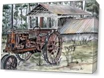 Farm Tractor Folk Art Print - Gallery Wrap Plus