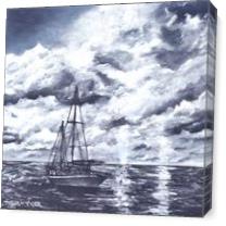 Sailboat Oil Painting Print As Canvas