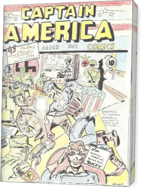 Captain America Versus Hitler Famous Retro Cover Comic Art