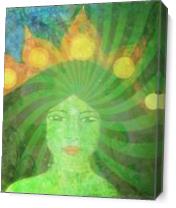 Green Tara Goddess As Canvas