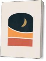 Retro Crescent Moon Bohemian As Canvas