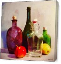 Bottles and Fruits As Canvas