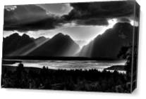Grand Teton Light Beams As Canvas