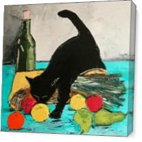 Return From Market With Black Cat As Canvas