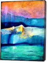 Moving World Over Blue Water Ice Blocks And Golden Sky - Gallery Wrap