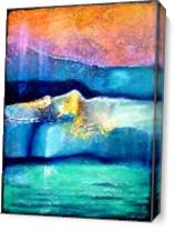Moving World Over Blue Water Ice Blocks And Golden Sky As Canvas