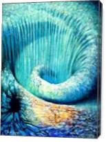 Time Line Blue Spiral Shape In Space With Waterfalls - Gallery Wrap