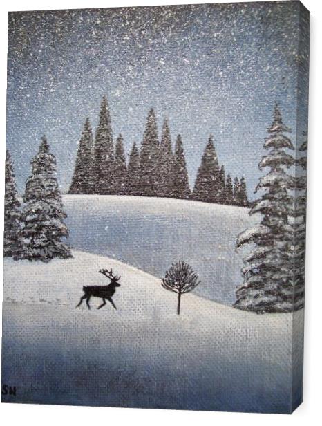 Snowscape With Deer Snowscape With Deer