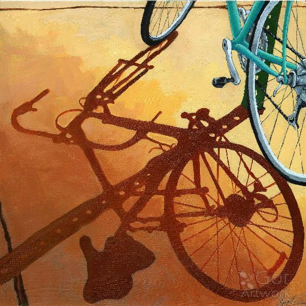 Aqua Angle - Bicycle Morning Shadows