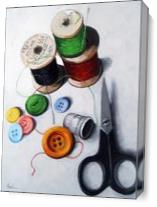 Sewing Memories - Realistic Still Life As Canvas