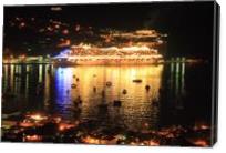 Cruise Ship And Harbor At Night Charlotte Amalie St Thomas Photograph By Roupen Baker - Gallery Wrap