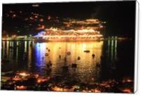 Cruise Ship And Harbor At Night Charlotte Amalie St Thomas Photograph By Roupen Baker - Standard Wrap