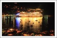 Cruise Ship And Harbor At Night Charlotte Amalie St Thomas Photograph By Roupen Baker - No-Wrap