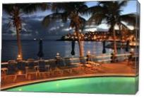 Evening Harbor Lights At Bolongo Beach Pool St Thomas Photograph By Roupen Baker - Gallery Wrap