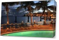 Evening Harbor Lights At Bolongo Beach Pool St Thomas Photograph By Roupen Baker - Gallery Wrap Plus