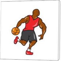 Basketball Player Dribbling Ball Cartoon - Standard Wrap