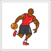 Basketball Player Dribbling Ball Cartoon - No-Wrap