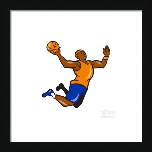 Basketball Player Dunking Ball Cartoon