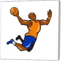 Basketball Player Dunking Ball Cartoon - Gallery Wrap