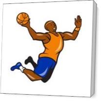 Basketball Player Dunking Ball Cartoon As Canvas