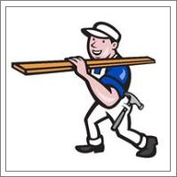 Carpenter Worker Carrying Timber Cartoon - No-Wrap