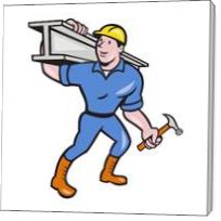 Construction Worker Ibeam Hammer - Gallery Wrap