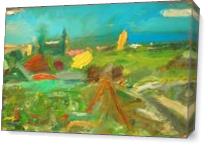 Sumptuous Globs Of Colour Outdoor Painting From Nature And Architecture (Lemba Cyprus, Plein Air Painting) As Canvas