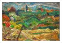 Configuration With Yellow-Green, Subtle Red And Orange (Plein Air Painting, Lemba, Cyprus)' - No-Wrap