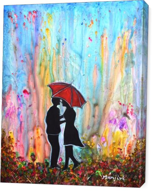 Couple On A Rainy Date Romantic Painting