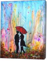 Couple On A Rainy Date Romantic Painting - Gallery Wrap