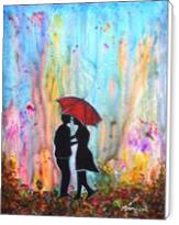 Couple On A Rainy Date Romantic Painting - Standard Wrap