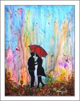 Couple On A Rainy Date Romantic Painting - No-Wrap