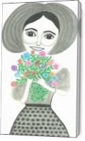 Girl Holding Flowers - Gallery Wrap