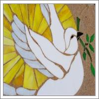 Stain Glass Peace Dove On Stone - No-Wrap