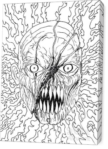 Black And White Demon Head Artwork