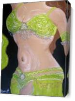 Belly Dancer In Green As Canvas