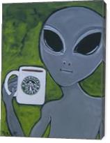 Alien And Coffee - Gallery Wrap