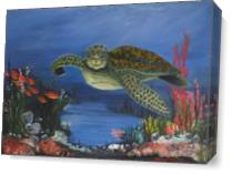 Sea Turtle In Paradise As Canvas
