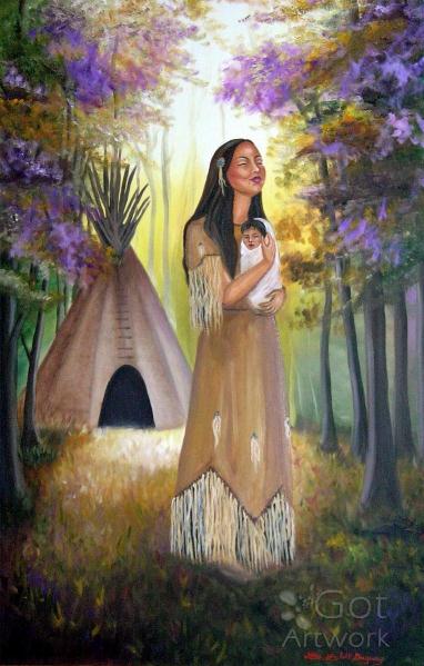 Native American Mother And Child