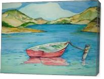 Red Boat At Lake Berryessa - Gallery Wrap