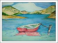 Red Boat At Lake Berryessa - No-Wrap
