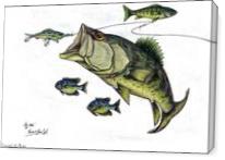 Big Bass and Bluegill Fishing  Original Drawing - Gallery Wrap