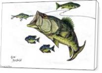 Big Bass and Bluegill Fishing  Original Drawing - Standard Wrap
