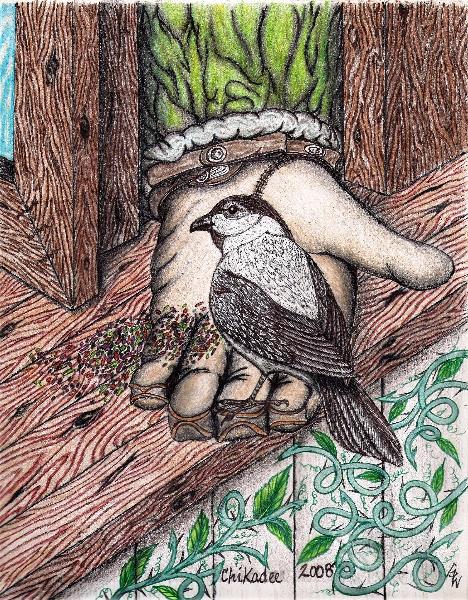 One With Nature Original Mixed Media Drawing