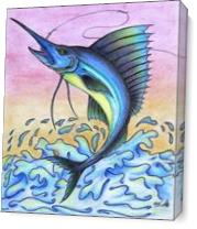The Giant Blue Sailfish Original Drawing As Canvas
