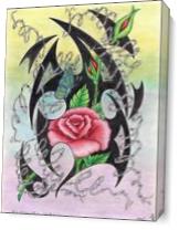 Pink Tribal Roses And Barbwire Original Drawing As Canvas