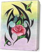 Pink Tribal Roses As Canvas