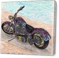 The Custom Roadster Motorcycle Original Drawing - Gallery Wrap