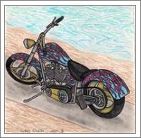 The Custom Roadster Motorcycle Original Drawing - No-Wrap