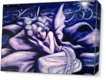 Blue Fairy Sleeping In A Flower As Canvas